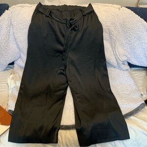 Elegant Black Women's Satin Wide-Leg Pants